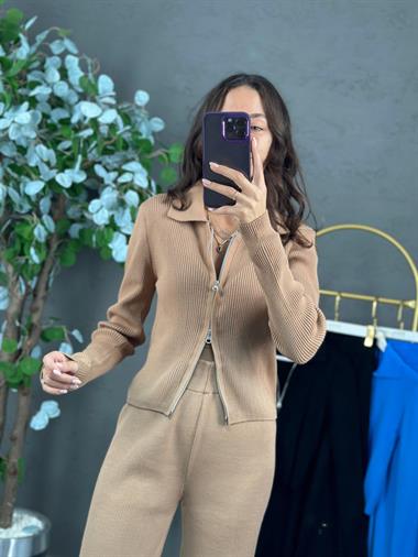 3379 Camel Farmuarlı Triko Takım 