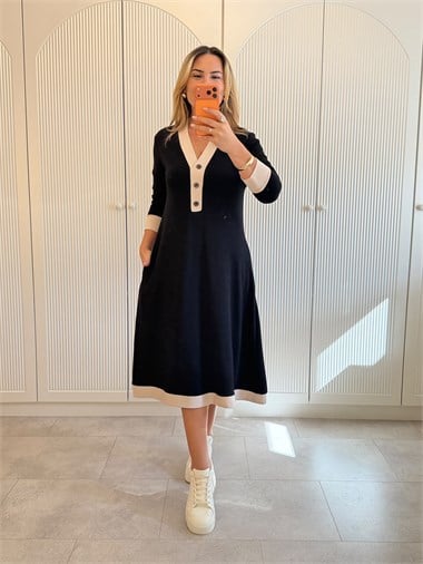 8959 Siyah Modal Elbise