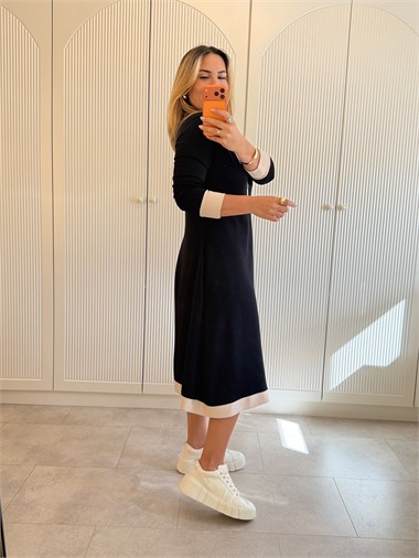 8959 Siyah Modal Elbise