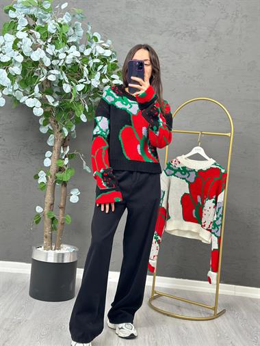 3384 Desenli Siyah Kazak