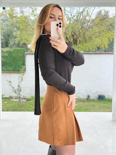 8700 Kahve Süet Etek