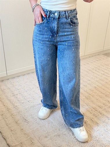 9250 Mavi Taşlı Jean Pantolon