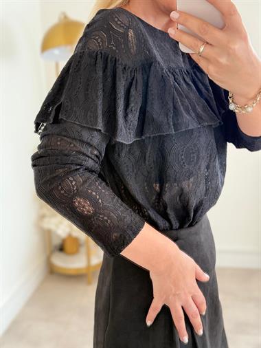 7679 Siyah Dantel Bluz