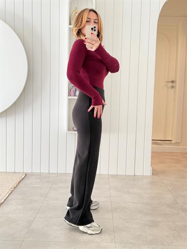 8759 Bordo Orj Marka Bisiklet Yaka Body