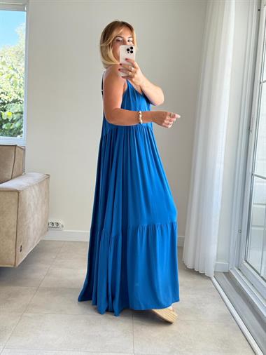 8322 Sax Askılı Maxi Elbise