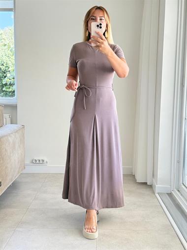 7832 Vizon Bel İpli Modal Elbise