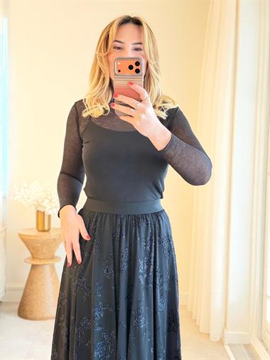 8957 Siyah Transparan Bluz