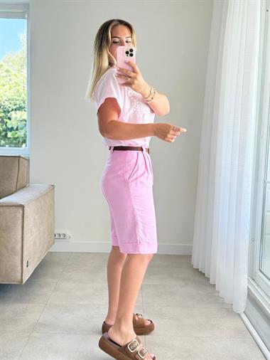 8266 Pembe Kemerli Şort 
