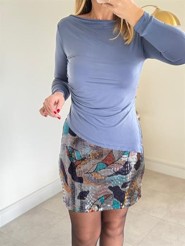 8815 Gümüş Payetli Mini Etek