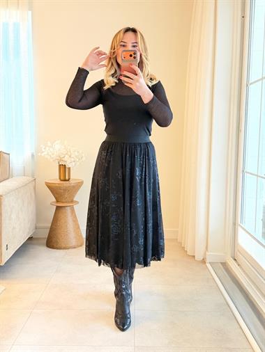 8957 Siyah Transparan Bluz