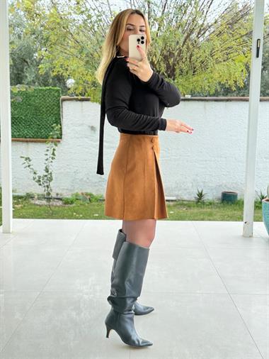 8700 Kahve Süet Etek