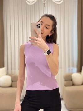 3133 Lila Bisiklet Yaka Asklı