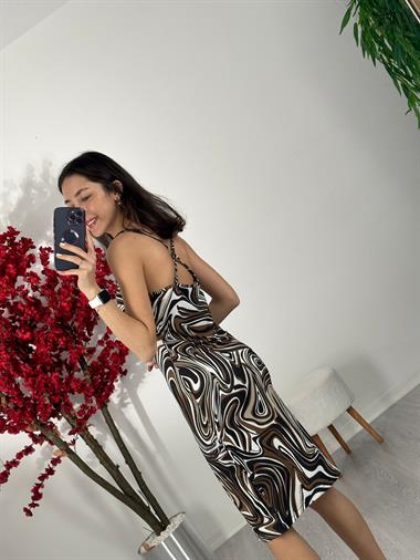 3212 Orj Marka Askılı Karışık Desen Elbise