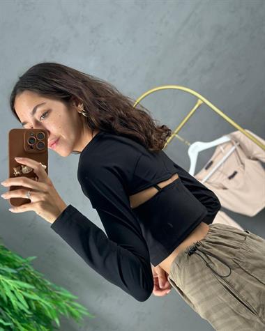 3367 Siyah İkili Crop Takım