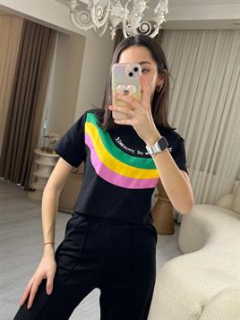 3245 Siyah Renkli Crop
