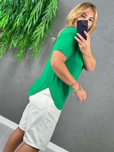 5206 Yeşil Bisiklet Yaka Tshırt