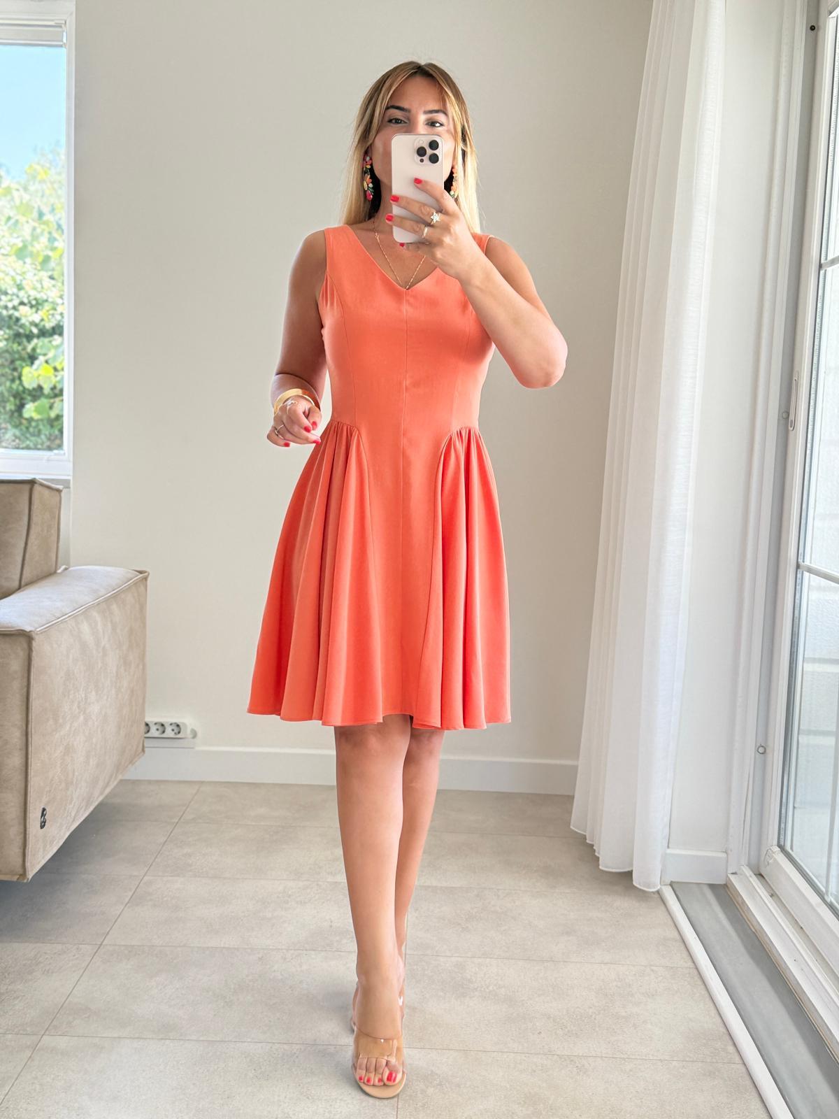 8312 Orange Lyocell Elbise