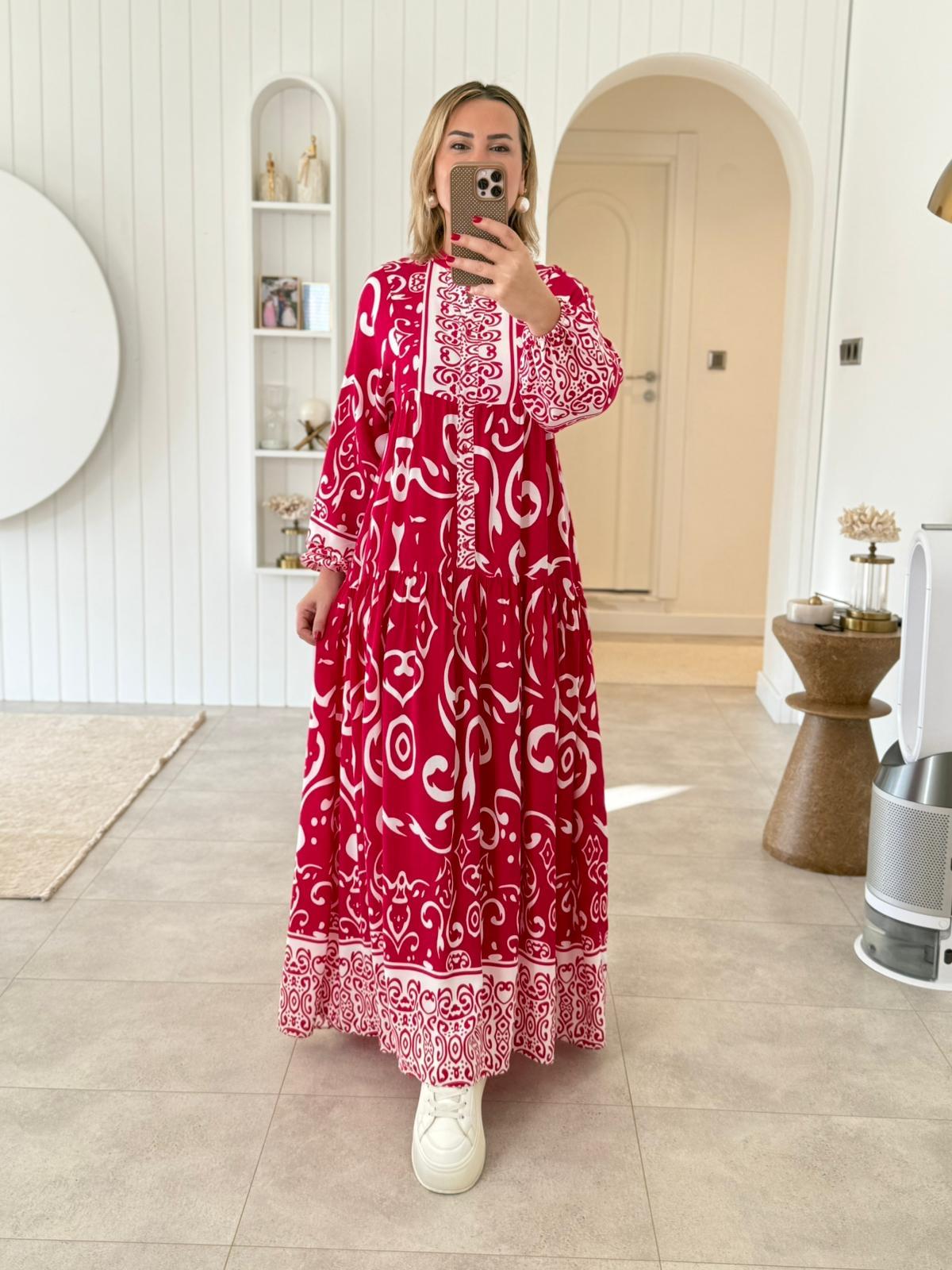 7287 Pembe Hakim Yaka Elbise
