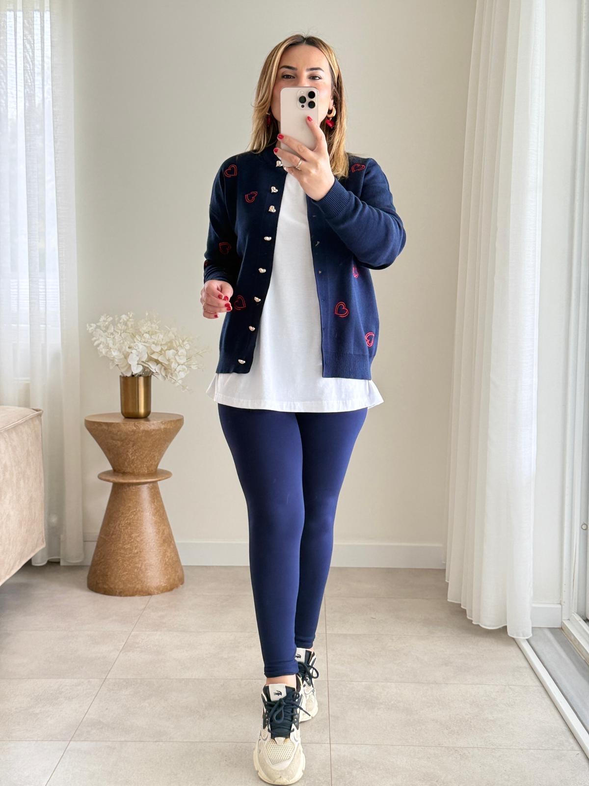 8850 Lacivert Nakış İşleme Hırka