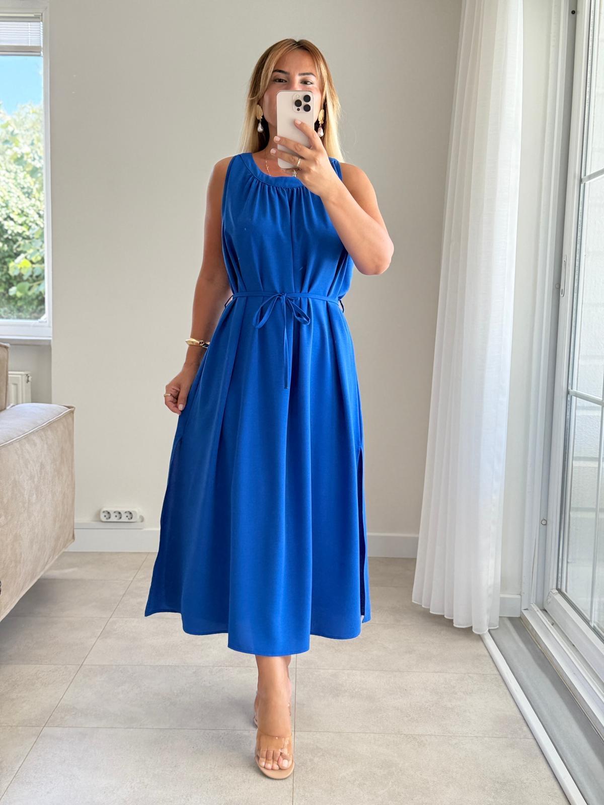 6750 Sax Bel İpli Geniş Elbise