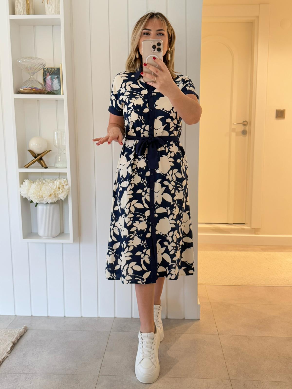 6747 Lacivert Gömlek Elbise