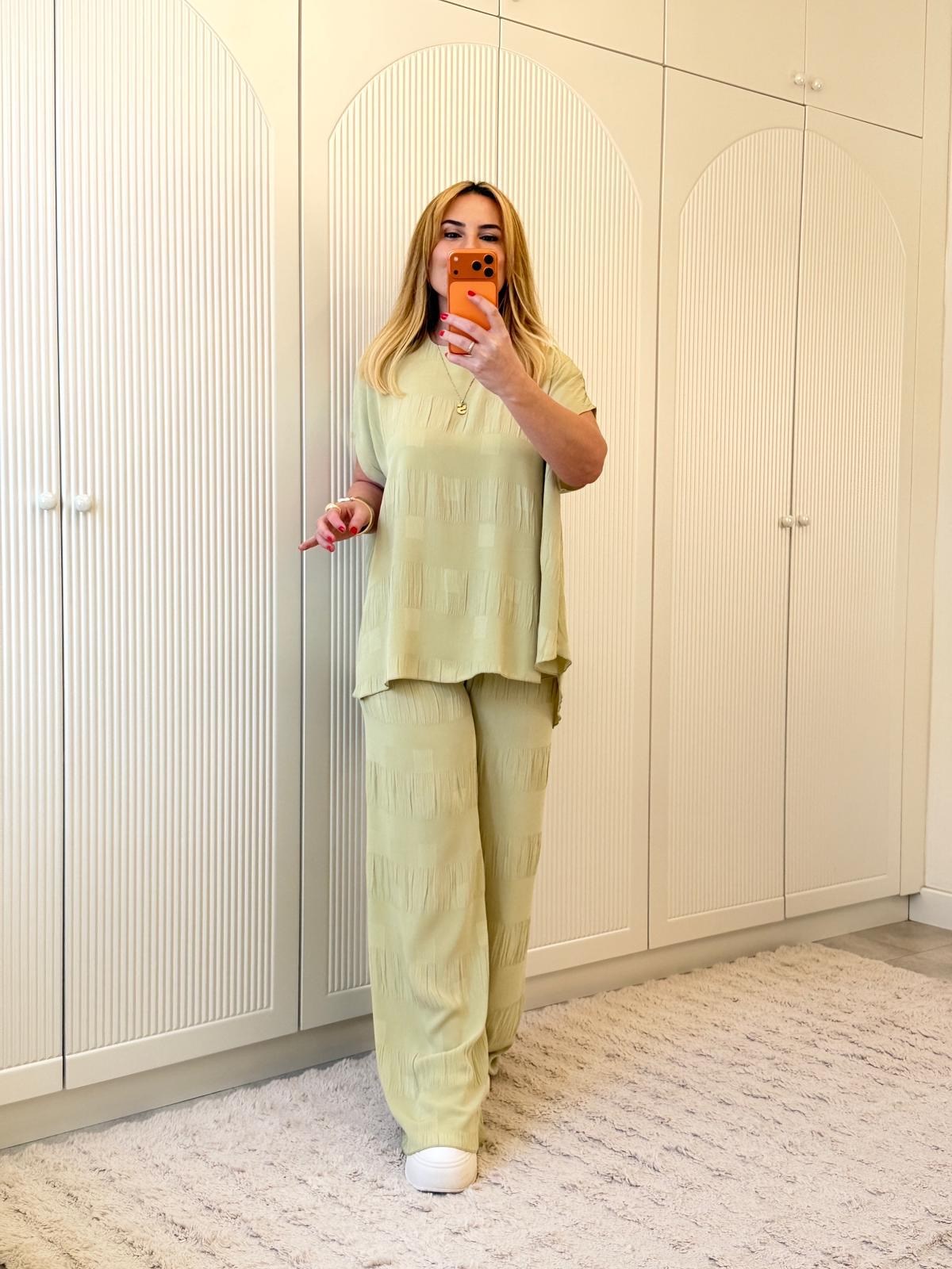 9176 Olive Premium Pantolon Bluz Takım
