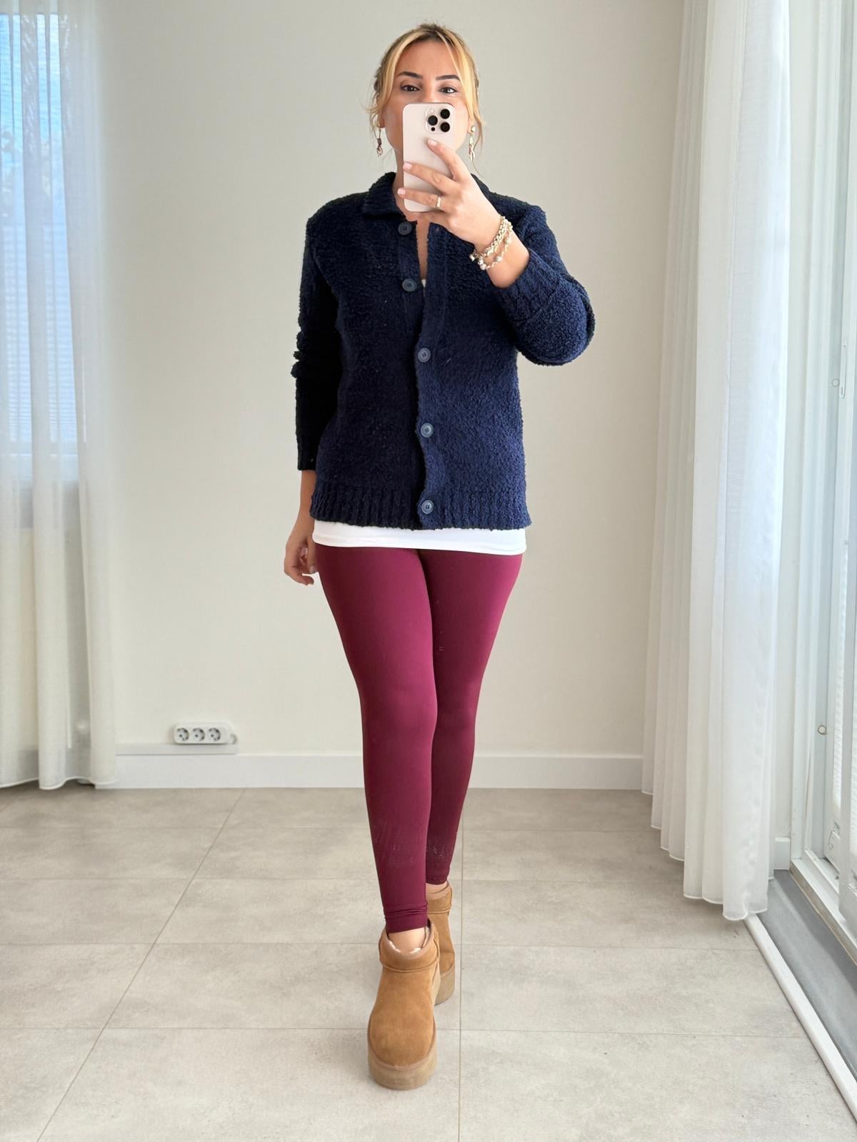 8665 Bordo Orj Marka Yüksek Bel Tayt