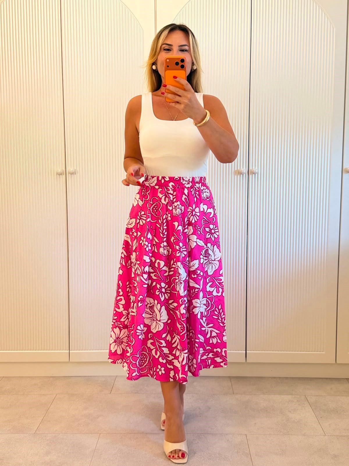 9621 Pembe Desenli Midi Etek