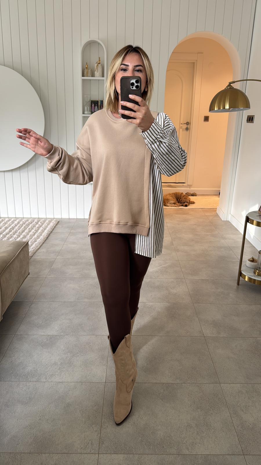 7139 Poplin Detay Fil Dişi Sweat