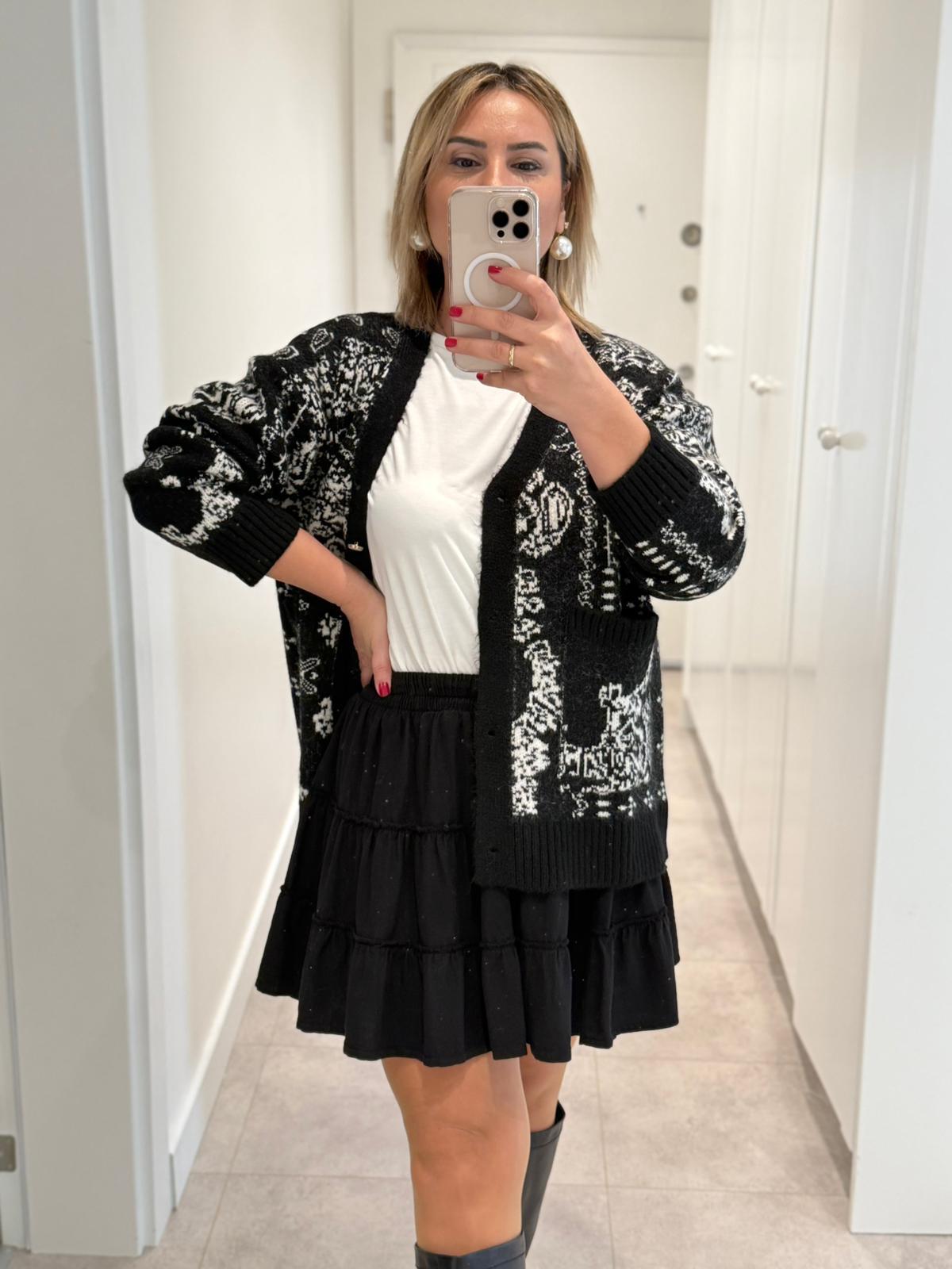 7265 Siyah Pamuk Mini Etek