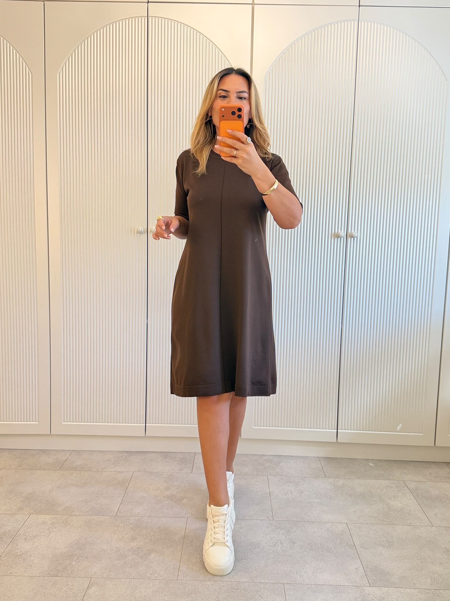 9711 Kahve Triko Elbise