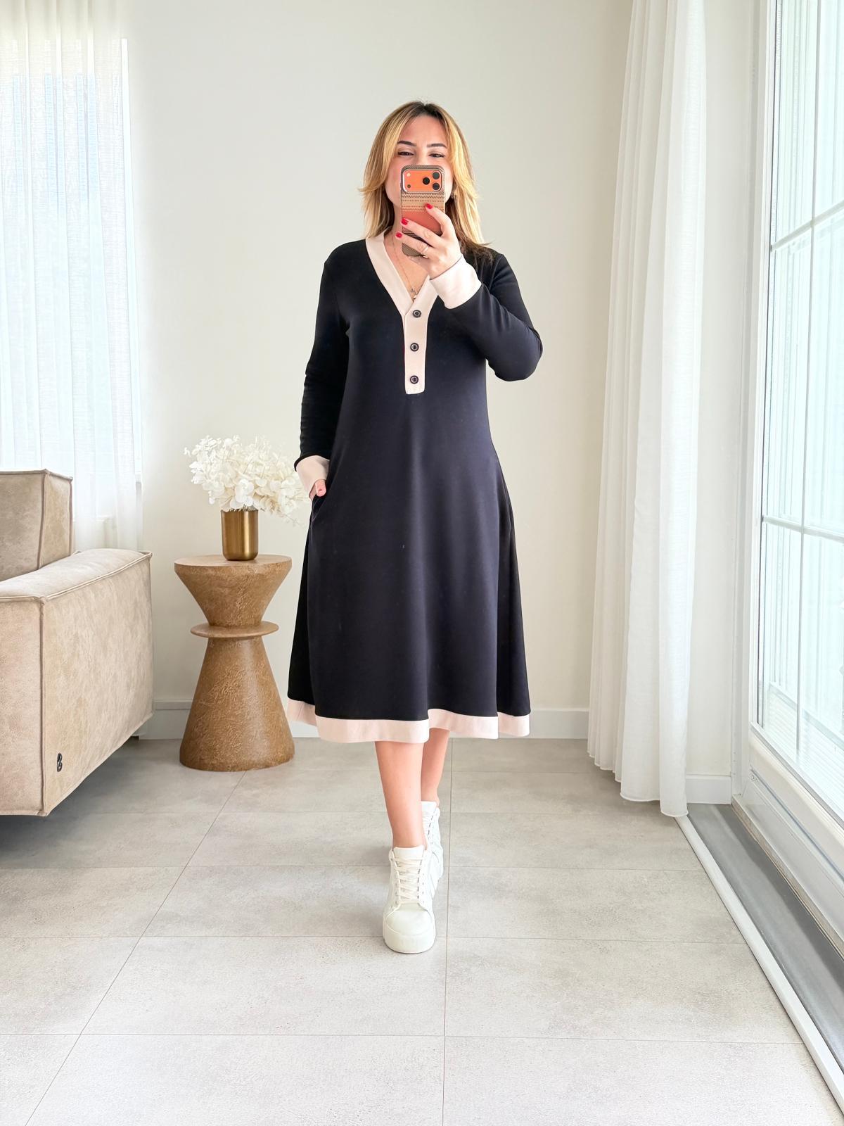 8959 Siyah Modal Elbise