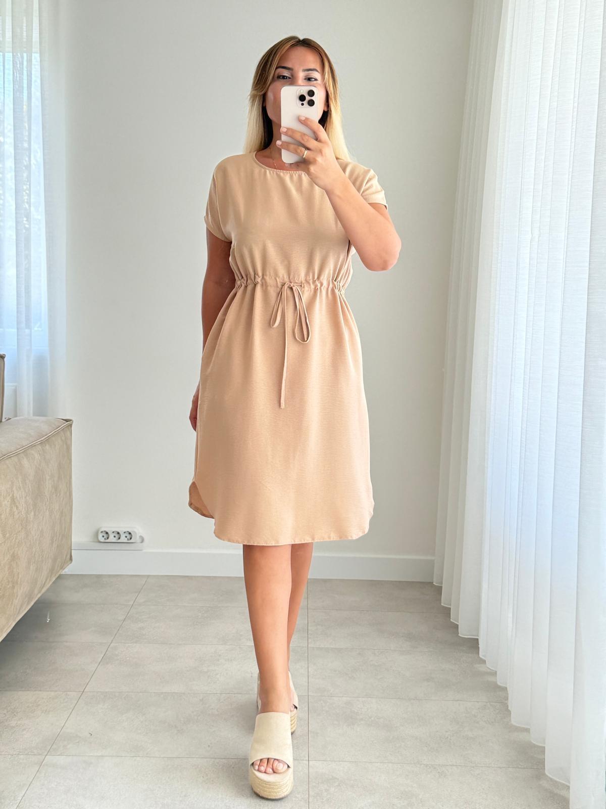 6475 Taba Bel İpli Elbise