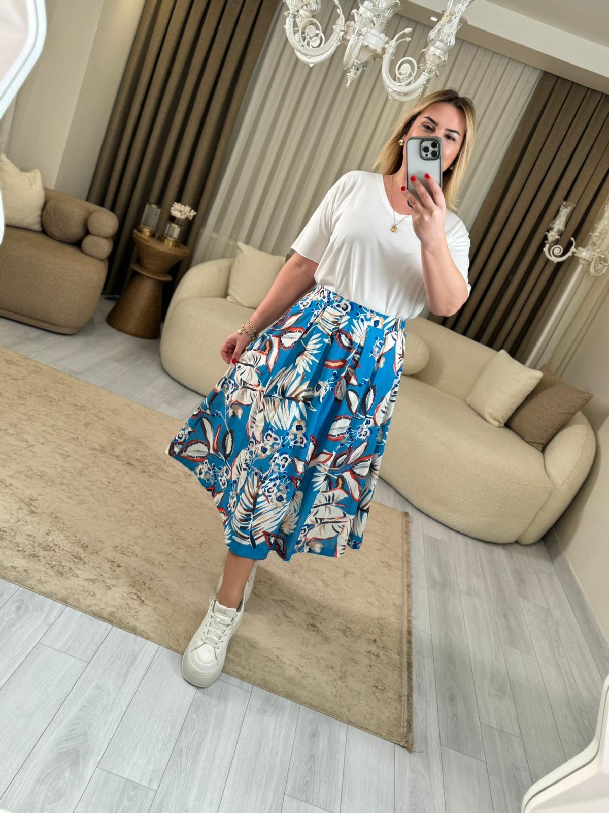 5841 Mavi Pileli Etek