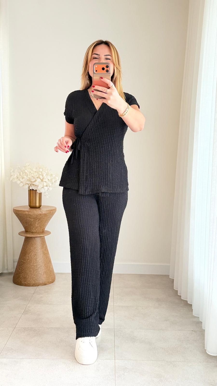 8927 Siyah Gofre Takım