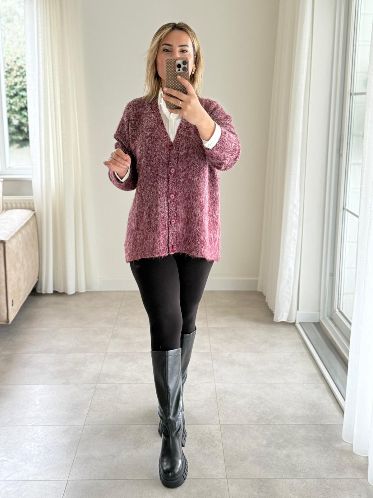 7294 Bordo Buklet Hırka