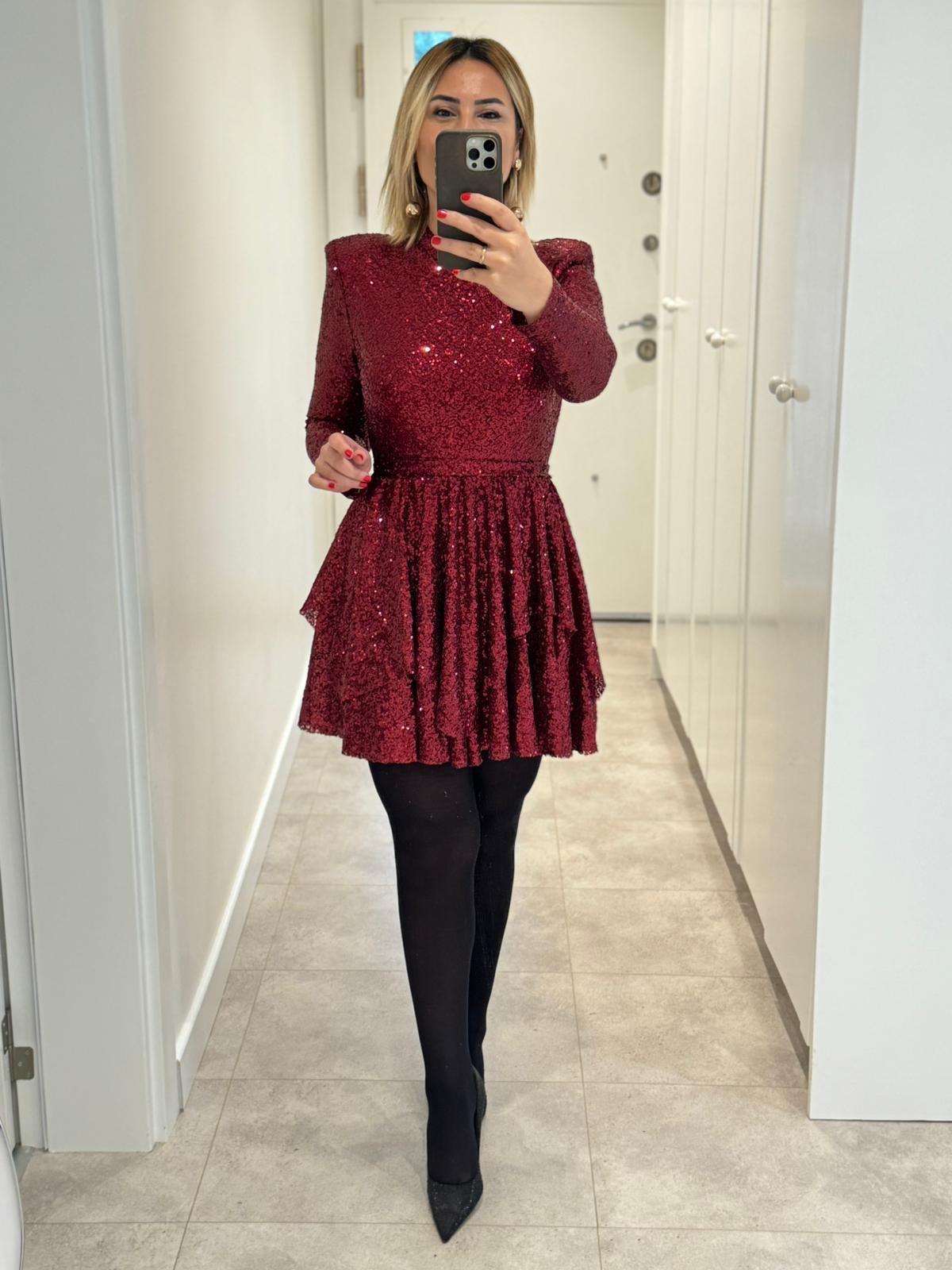 7172 Kat Kat Bordo Payet Elbise