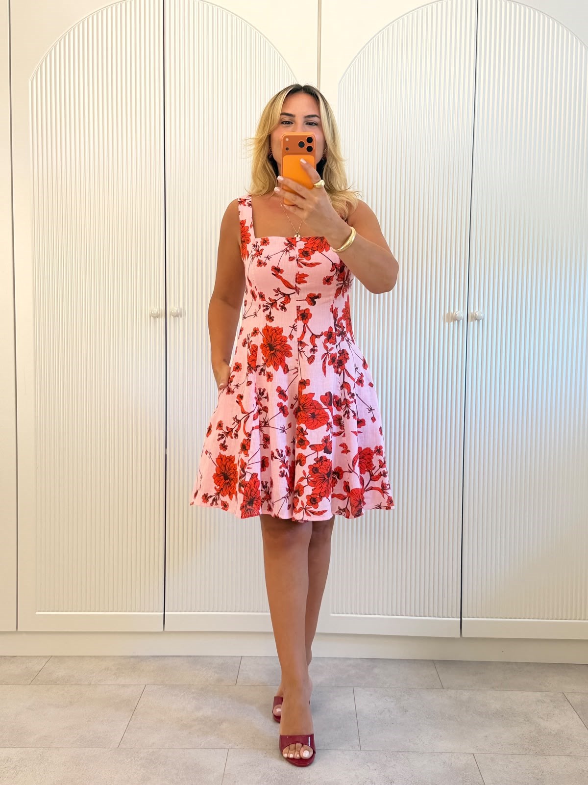 9607 Pembe Çiçek Elbise