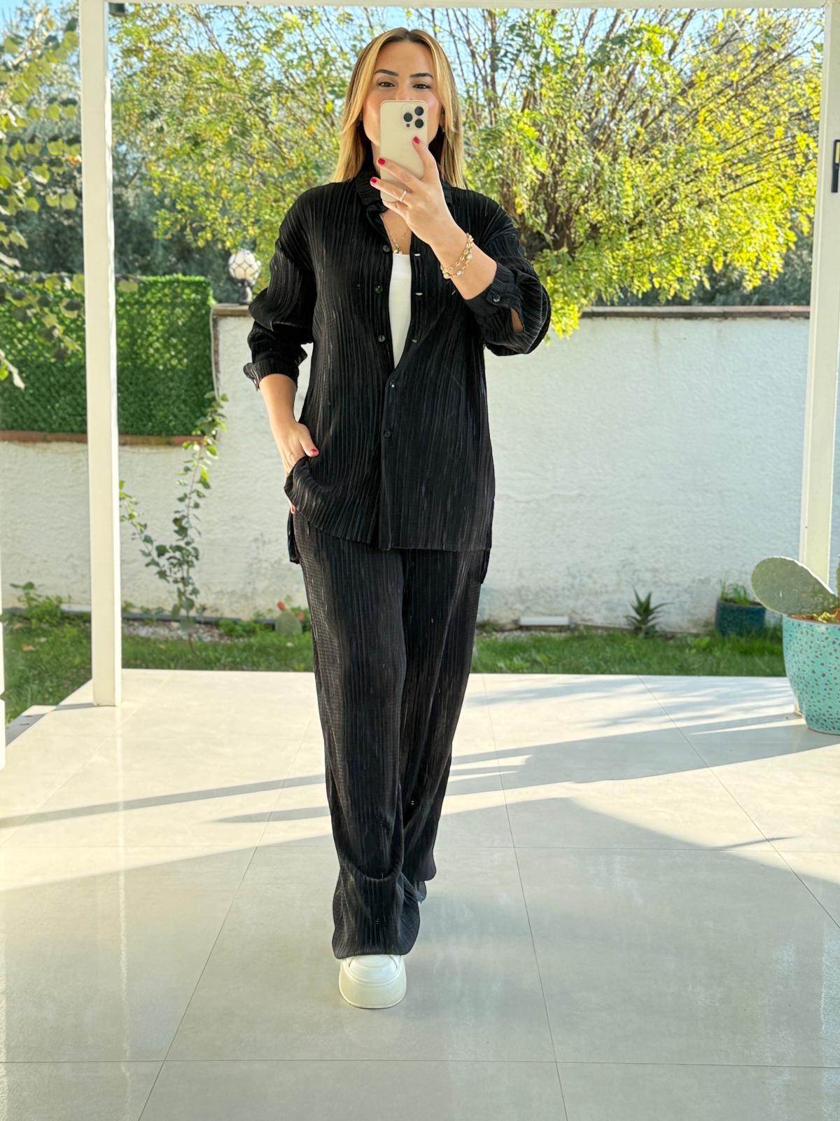 8788 Siyah Pantolon Gömlek Takım