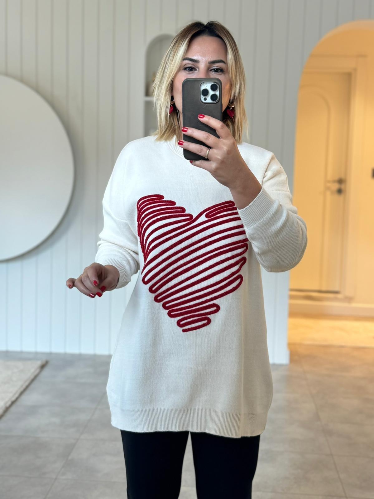 7107 Ekru Punç İşleme Kazak