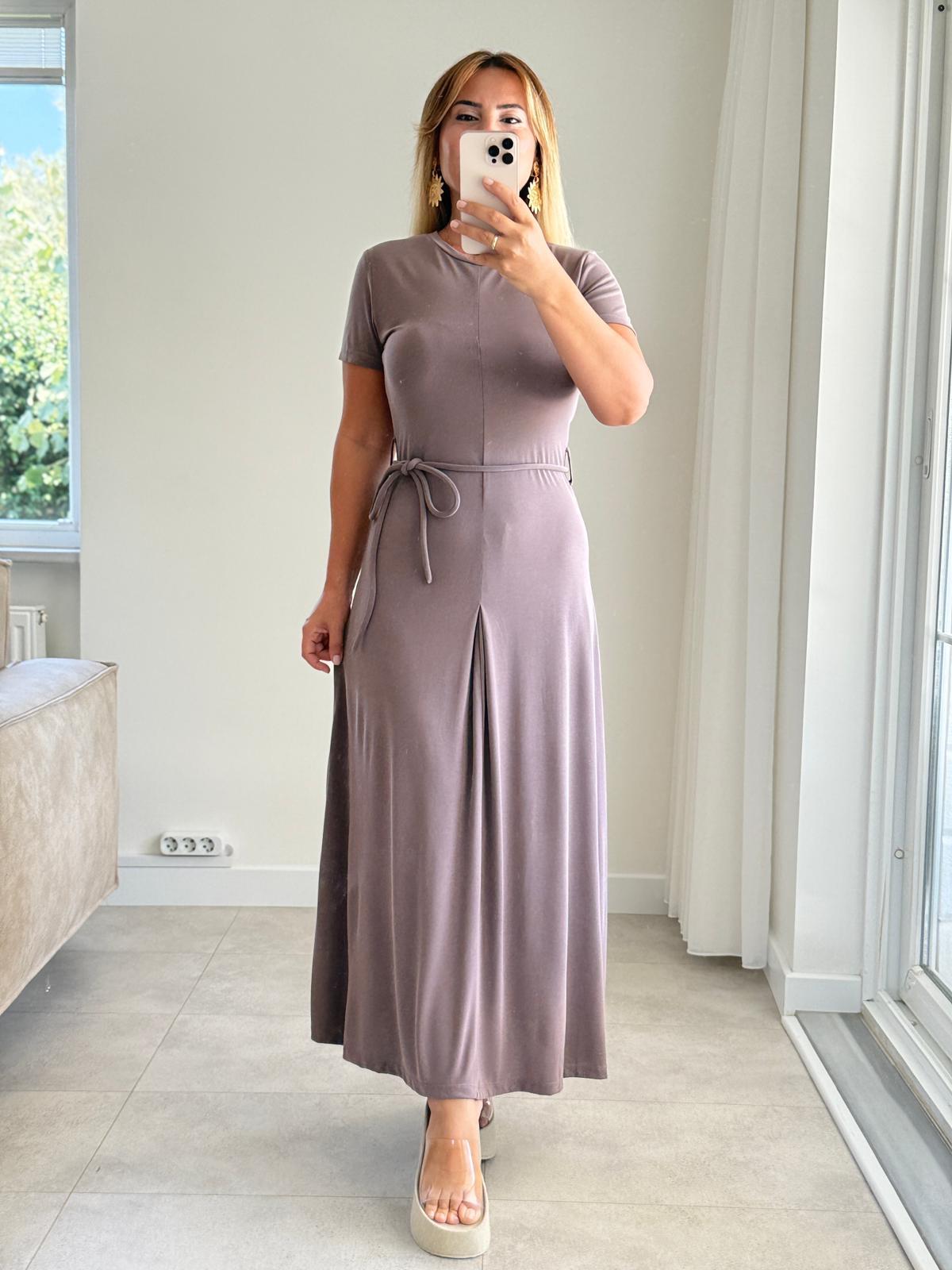 7832 Vizon Bel İpli Modal Elbise