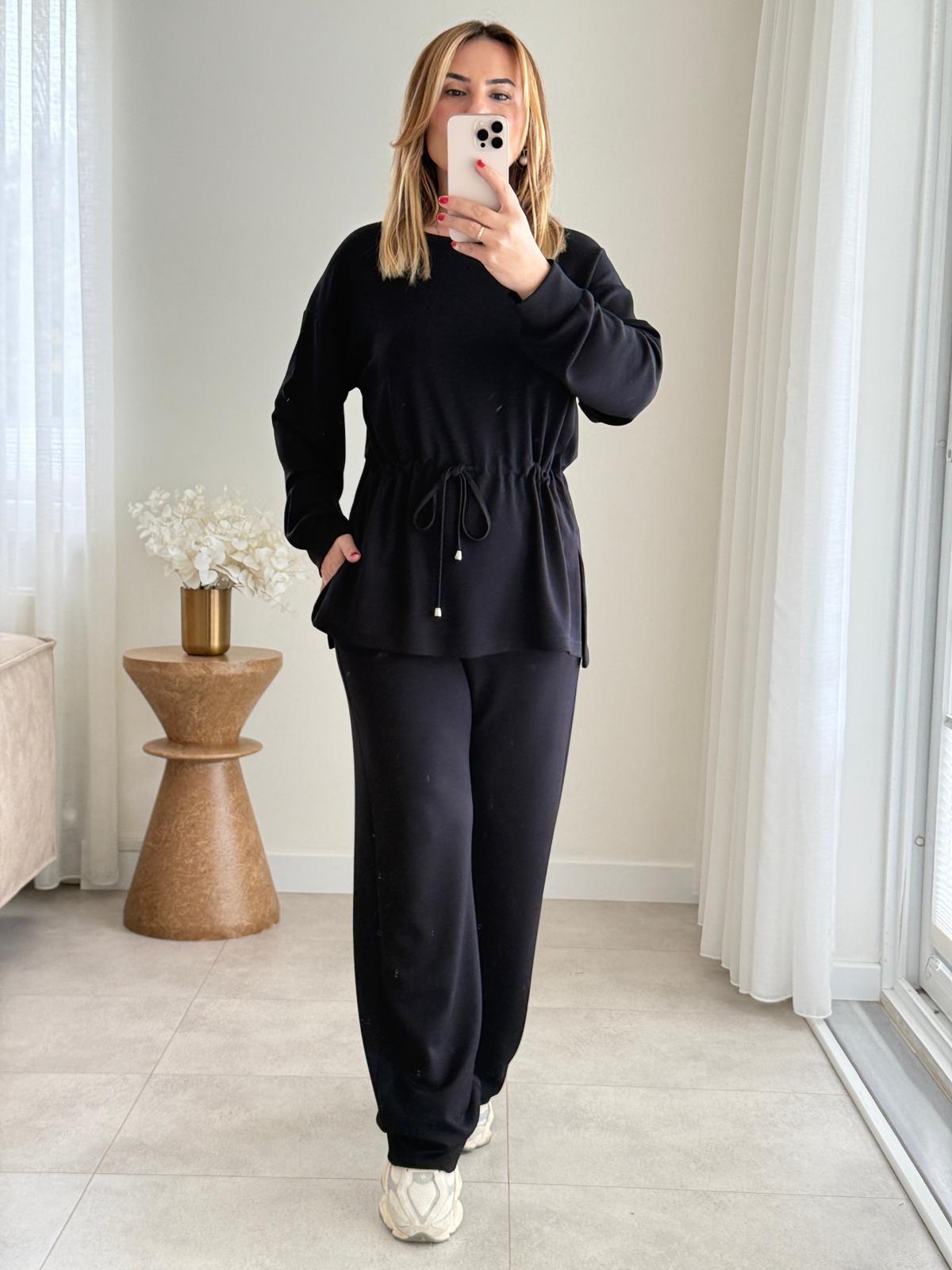 8558 Siyah Orj Marka Bel Detay Takım