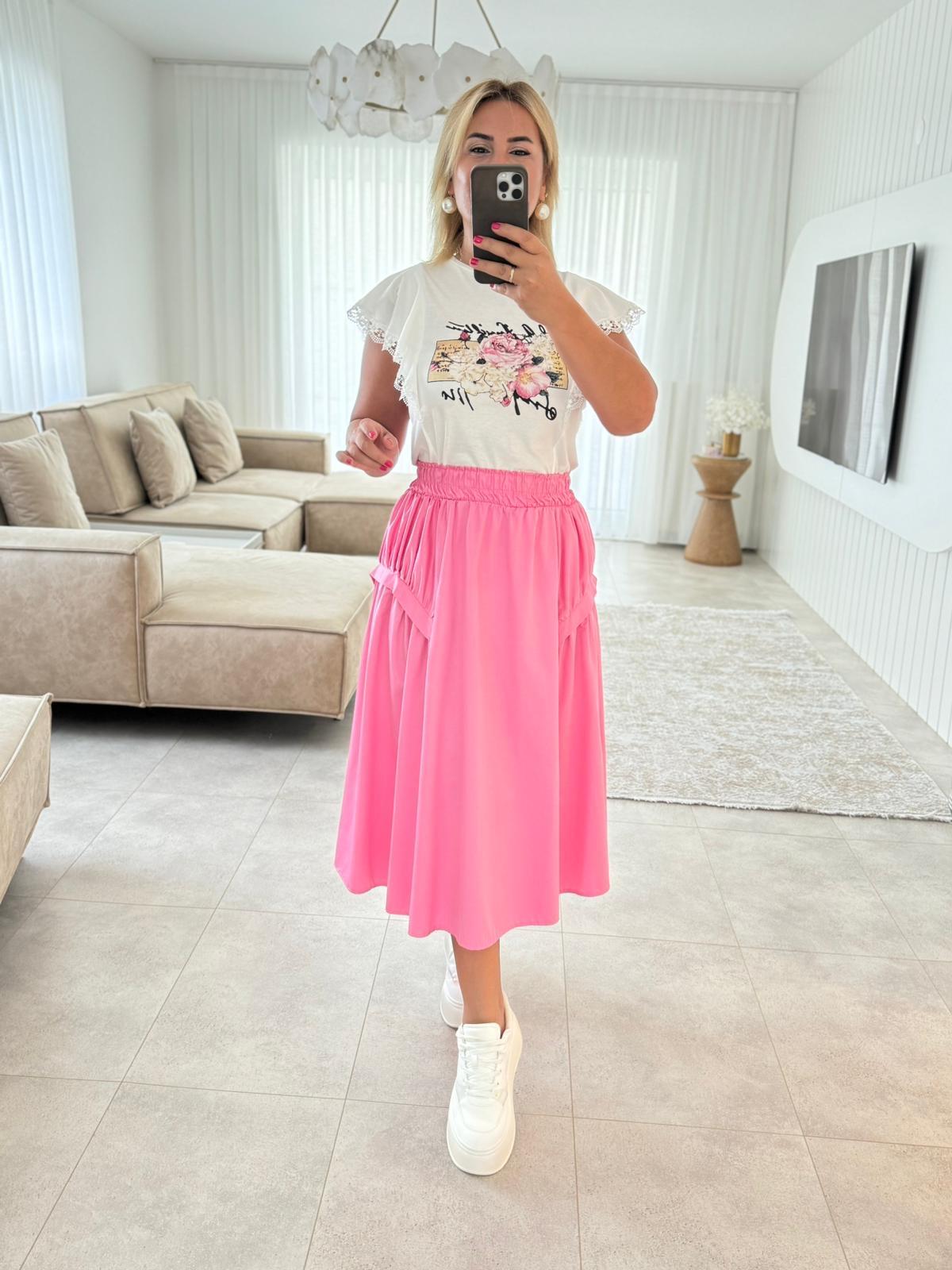 6656 Pembe Poplin Etek