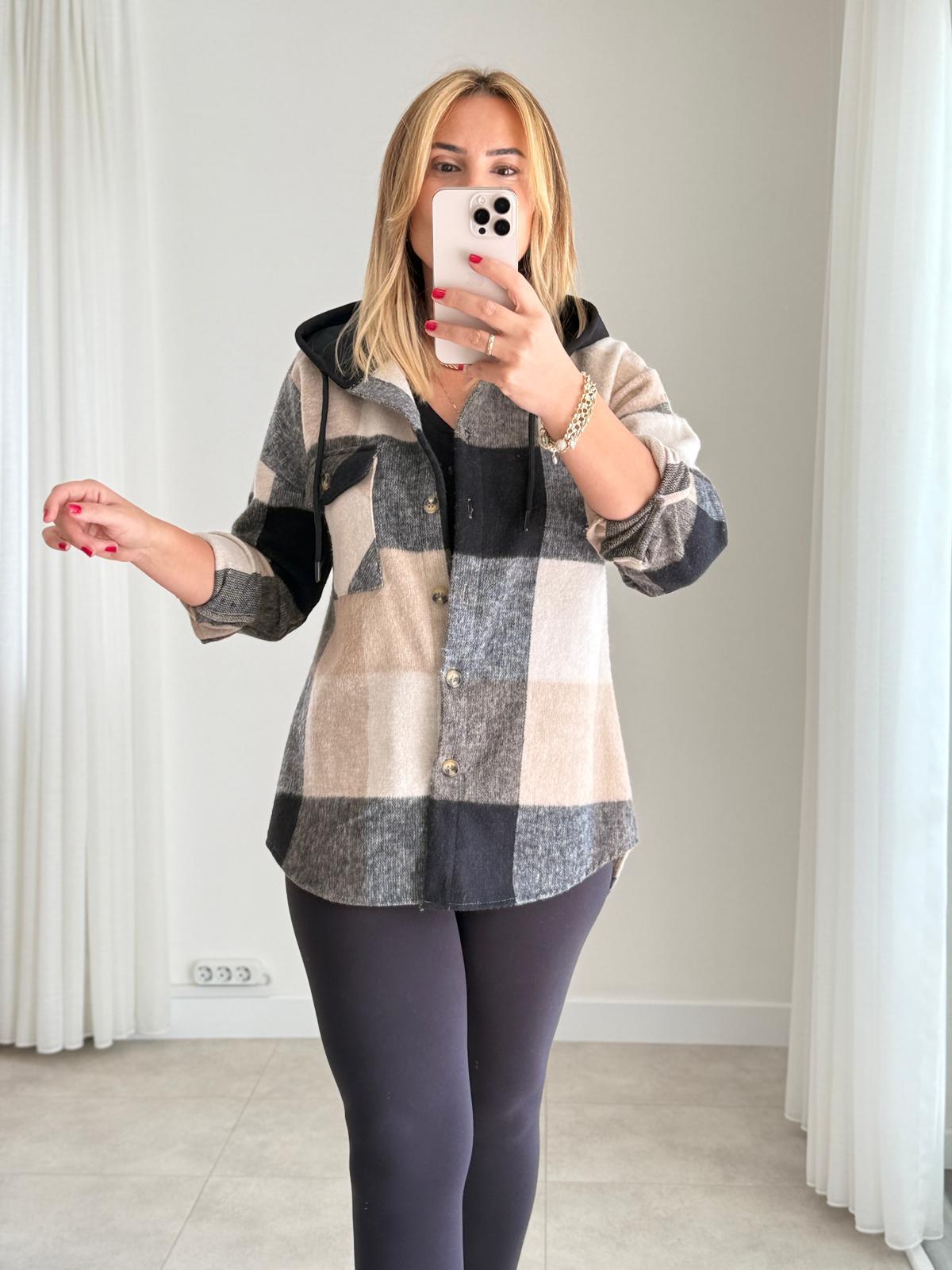 8640 Antrasit Kapişonlu Oduncu Gömlek