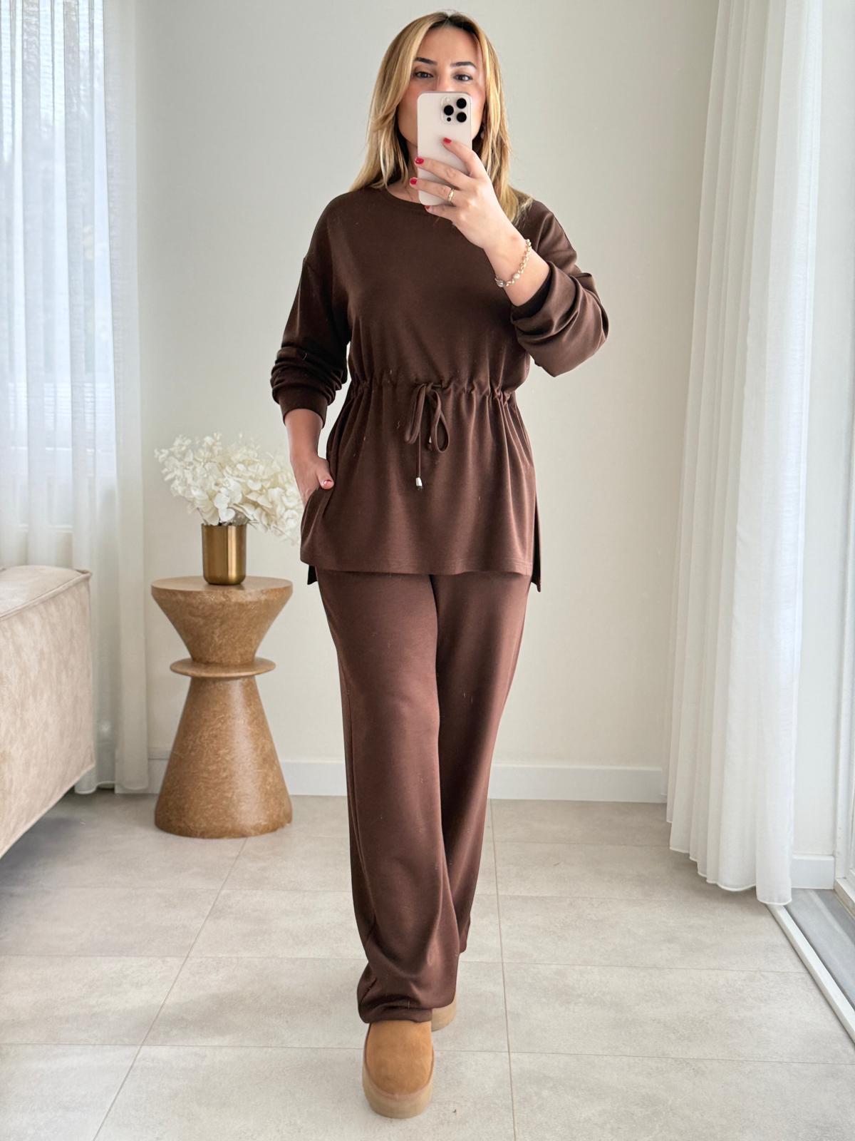 8556 Kahve Orj Marka Bel Detay Takım