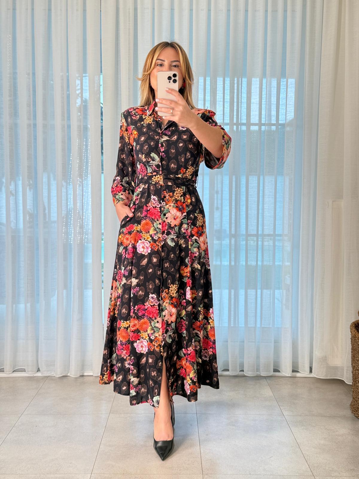 8885 Eteği Parçalı Gömlek Elbise