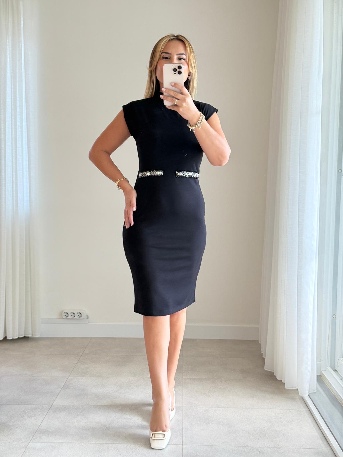 7552 İnci Detay Kalem Elbise