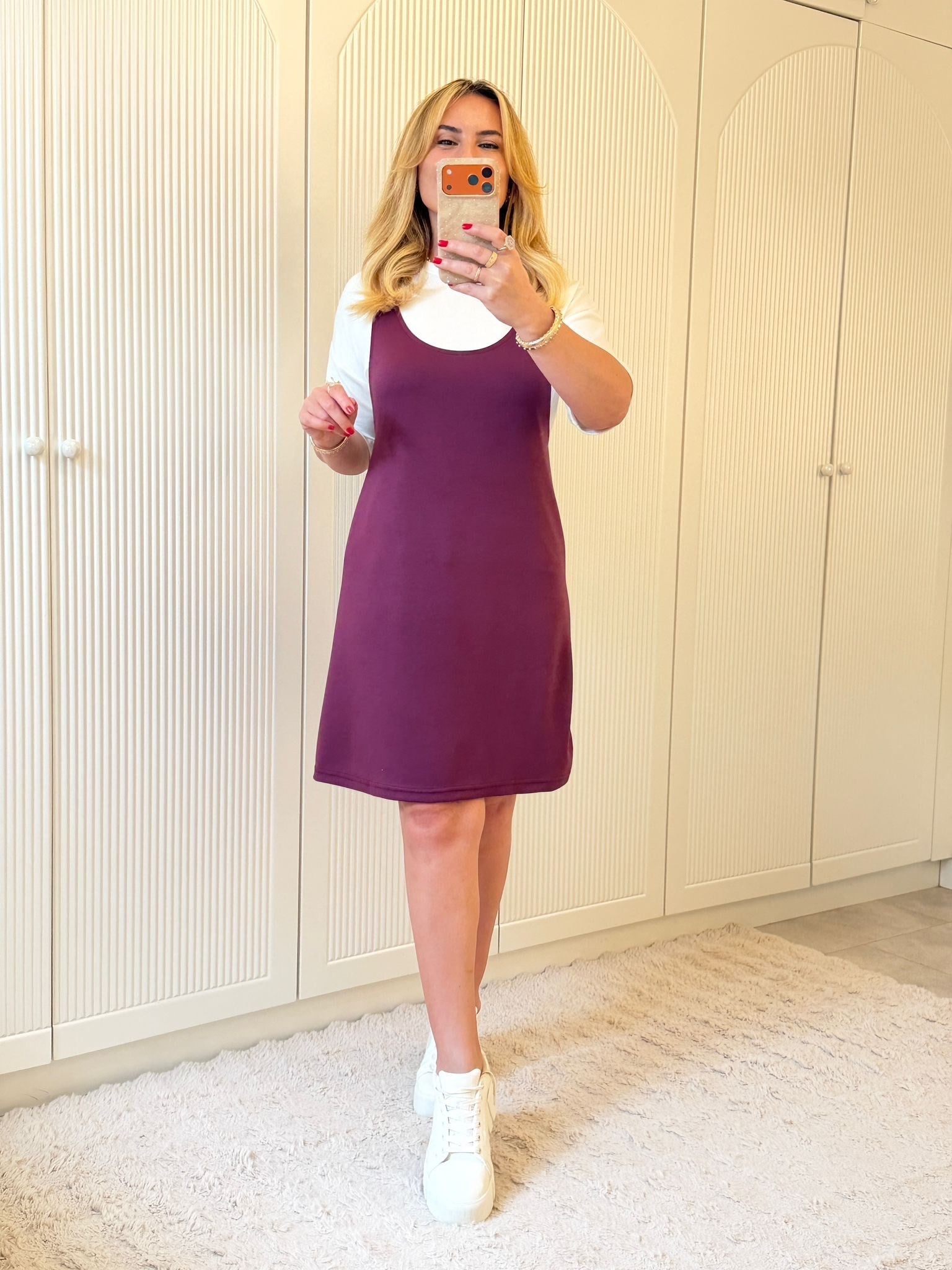 9385 Bordo Tişört Elbise Takım