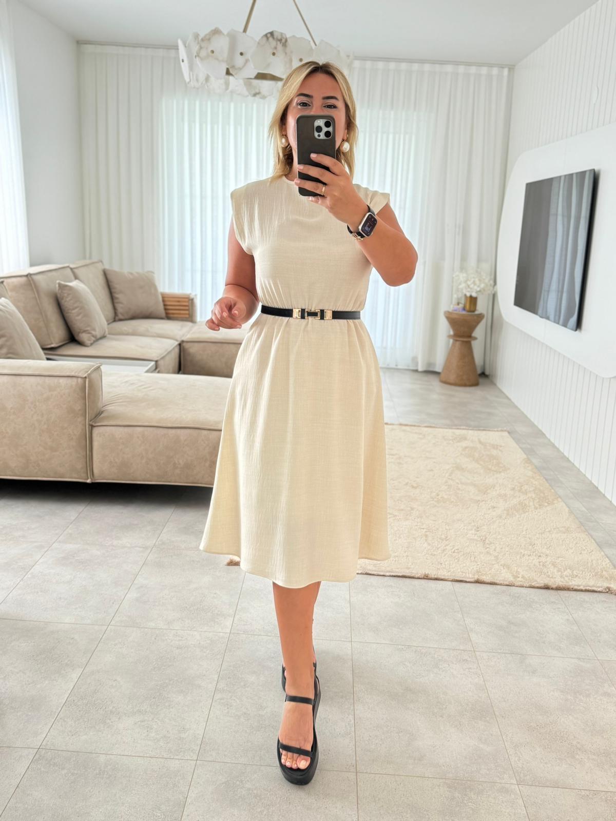 6644 Taş Bel Lastikli Elbise