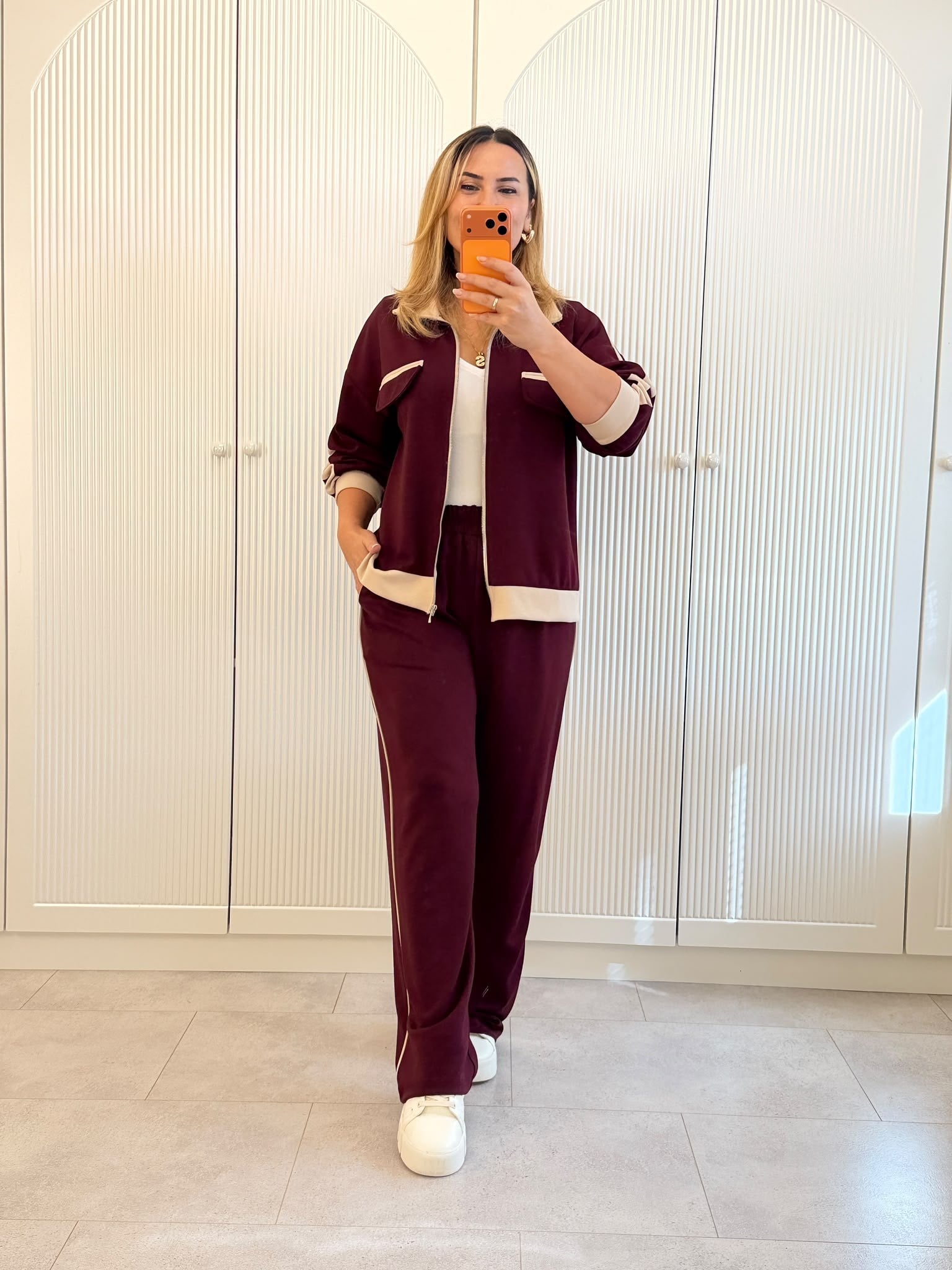 9757 Bordo Fermuarlı Takım